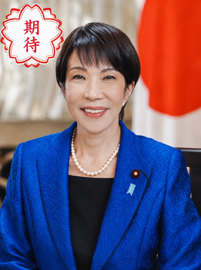 期待の文字とともに写る高市早苗首相